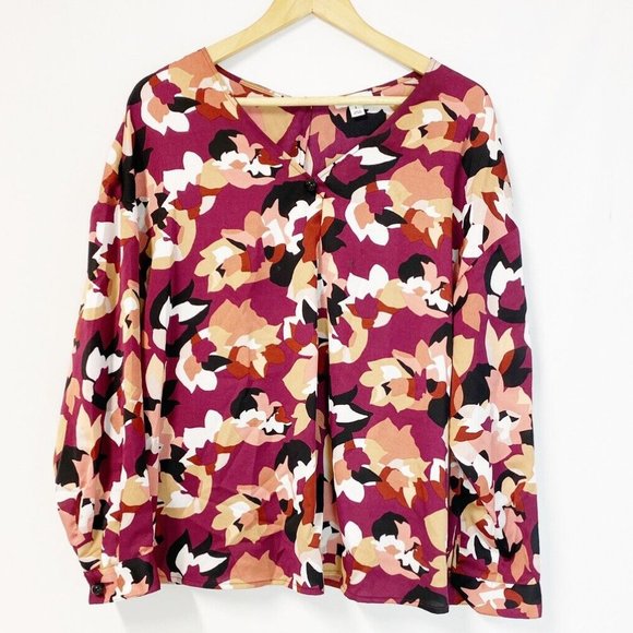 Bar III Abstract Floral-Print  long sleeve Blouse Size L - Picture 2 of 6